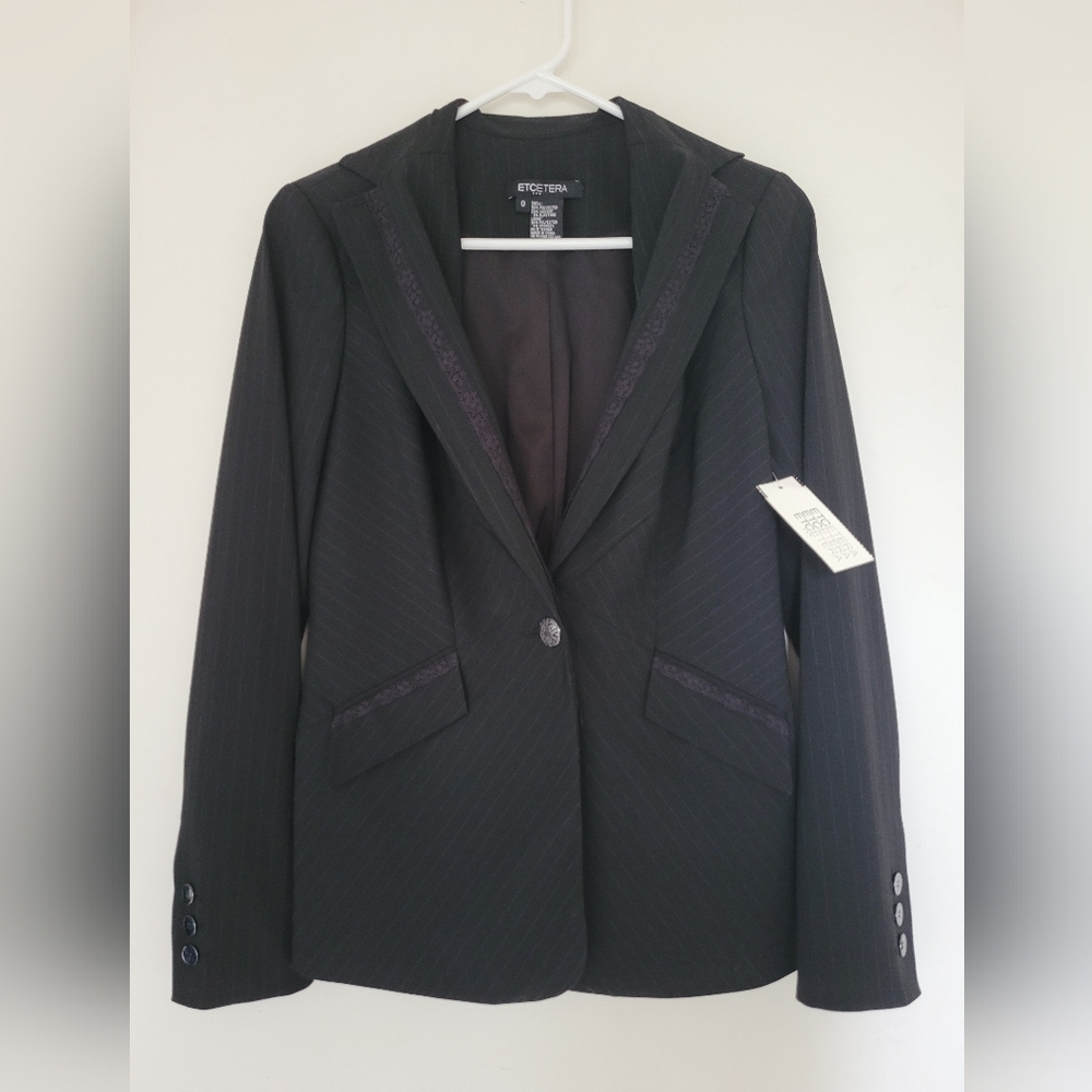 Black Micor Pinstriped  Women's Blazer Size 0 Or S/XS by ETCETETA
